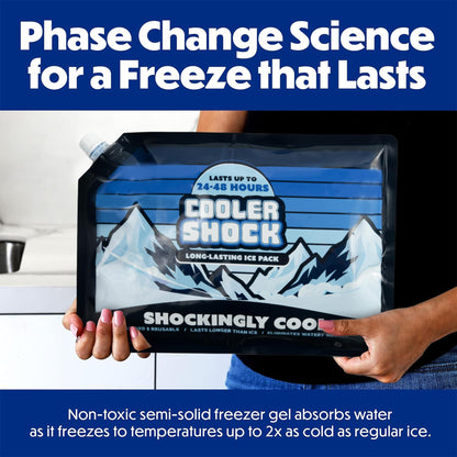 Cooler Shock Ice Packs for Cooler - Long Lasting Reusable Freezer Packs for Coolers - Cooler Ice Packs for Camping Gear, Fishing, Road Trips, Beach Must Haves, Large