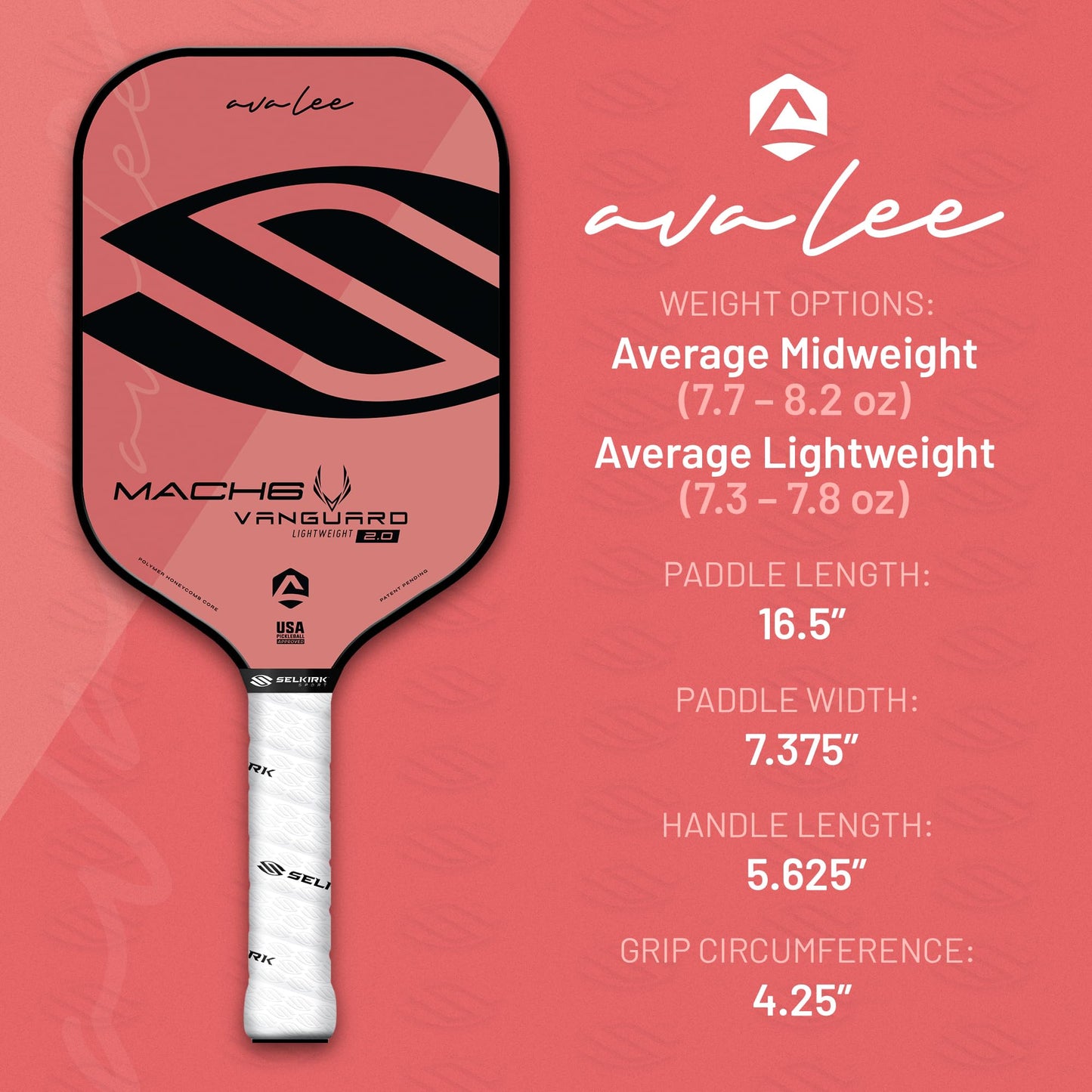 Selkirk Vanguard 2.0 Pickleball Paddle | Carbon Fiber Pickleball Paddle with a Polypropylene X5 Core | Pickleball Rackets Made in The USA | Mach 6 Midweight, Arizona Sun |