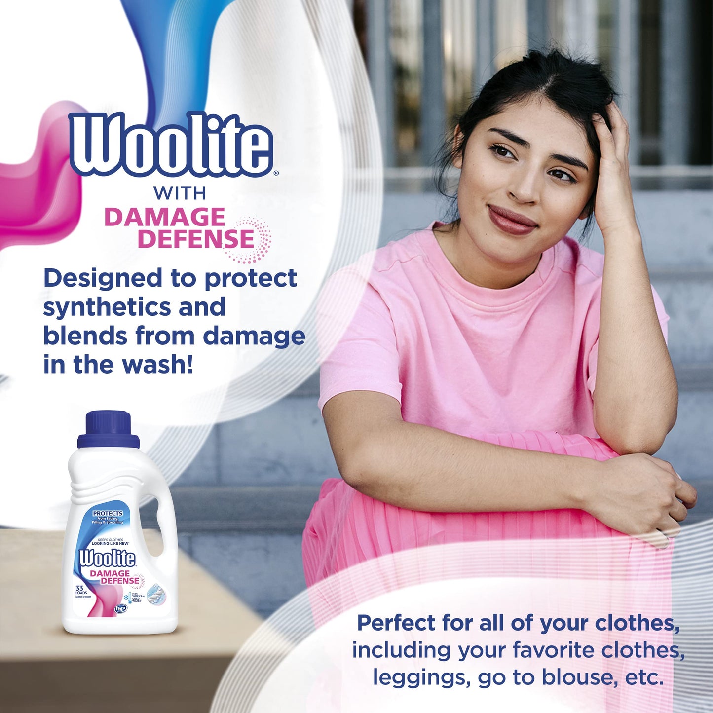 Woolite Damage Defense Liquid Laundry Detergent, Light Fresh Scent, 33 Loads, 50 Fl Oz