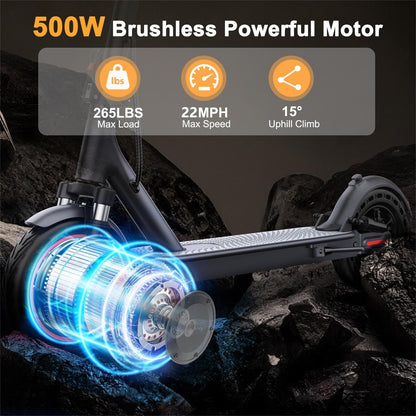 Electric Scooter, 20//22/27 Miles Long Range, 8.5"/10"/14" Tire, Powerful 350/500W Motor, Top Speed 19/22 MPH, Folding Escooter for Adults & Teens with Dual Braking (22Mph-500W-10''-Suspension)