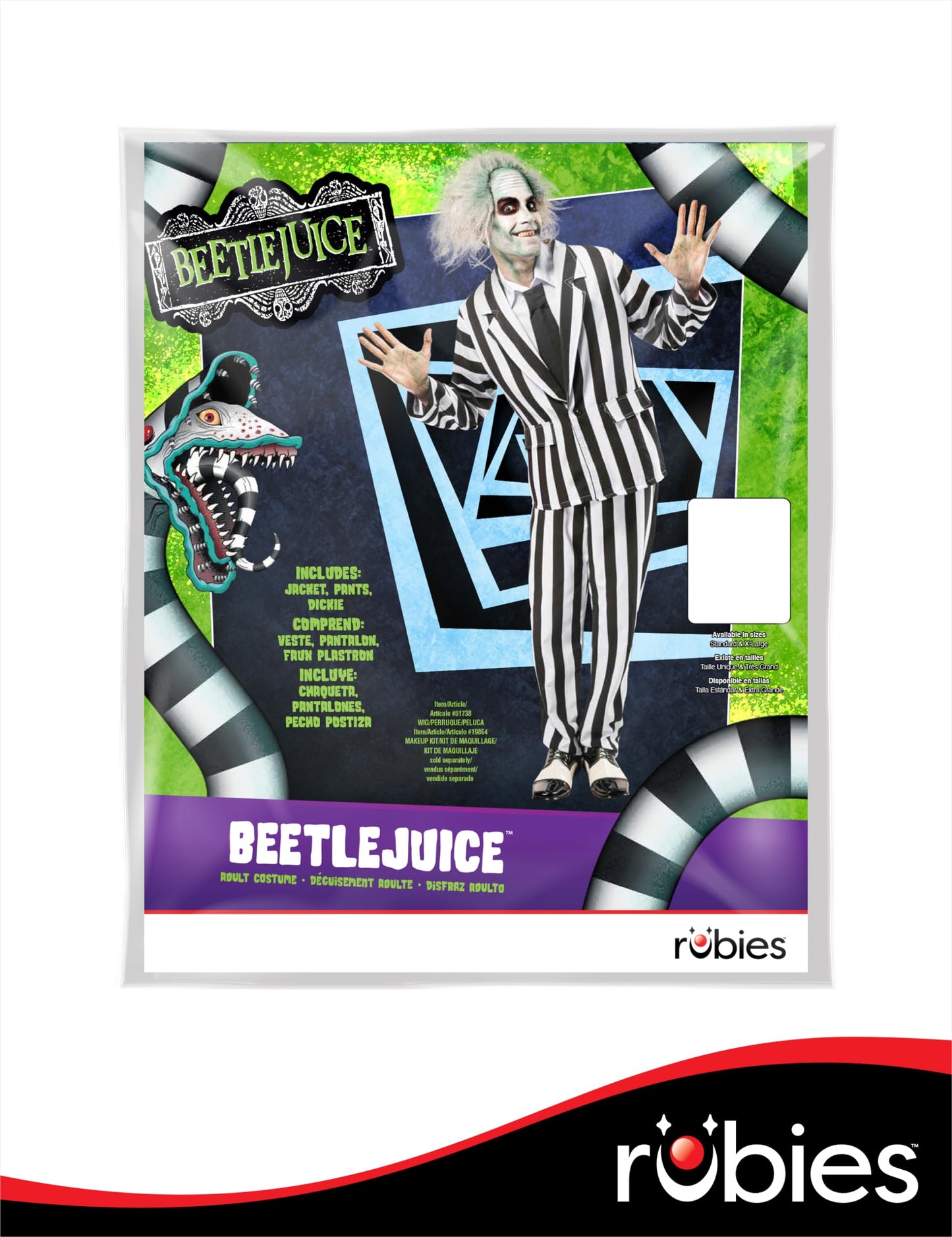 Rubies Beetlejuice: Beetlejuice Costume for Adults, Men's XL
