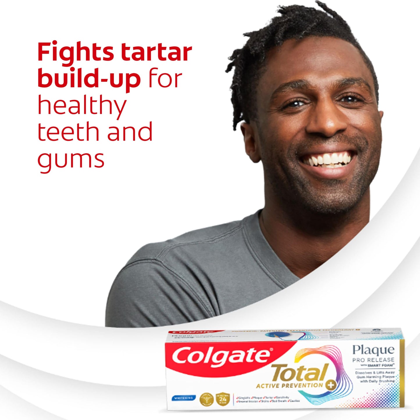 Colgate Total Plaque Pro Release Whitening Toothpaste Pack, Whitening Fluoride Toothpaste, Fights Plaque, Bad Breath, Tartar Buildup, and Helps Protect Teeth from Sensitivity, 2 Pack, 3.0 oz