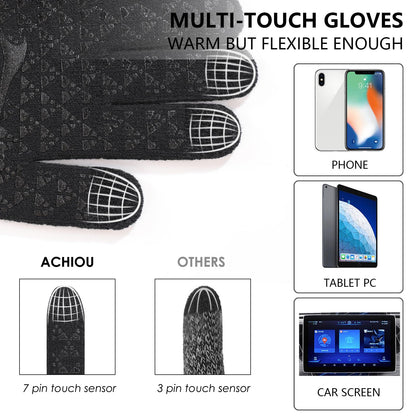 Achiou Winter Gloves, Glove for Men Women, Upgraded Touch Screen Texting Warm Running with Thermal Soft Knit Lining