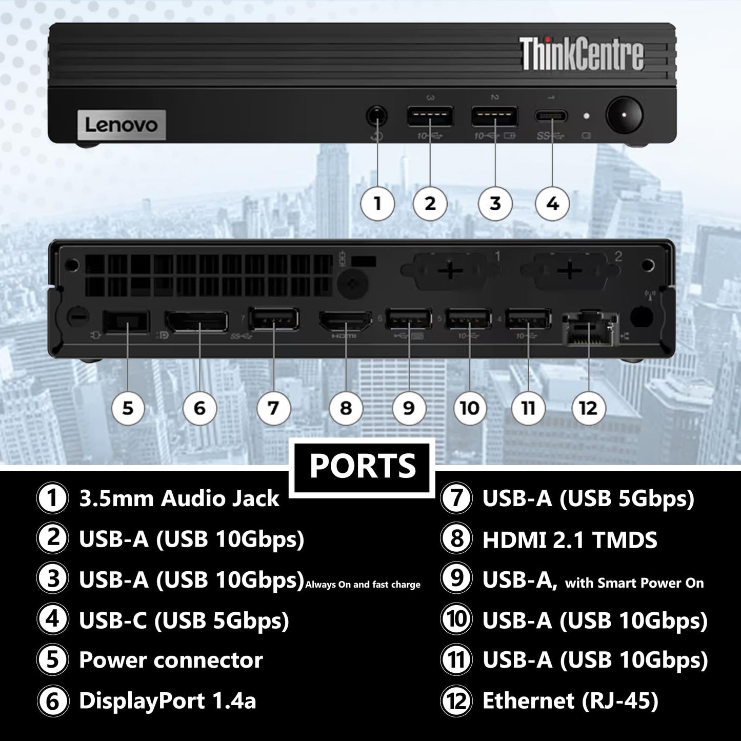 Lenovo ThinkCentre Tiny M70q Gen 5 Intel 10-Core i5-14400T (Beat i7-13700T), 16GB DDR5 RAM, 512GB NVMe, WiFi 6, Bluetooth, RJ-45, DP Port, HDMI, W11P, Business Desktop, 3 Yr Wty