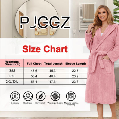 PJGGZ Hooded Bathrobes for Women, Soft Long Towel Robes for Women - Quick Dry yet Warm(Light Pink, L/XL)