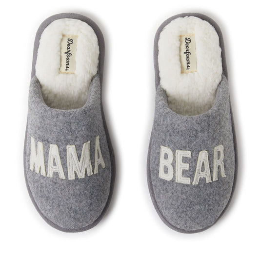 Dearfoams Women's Mama Bear, Light Heather Grey, 9-10