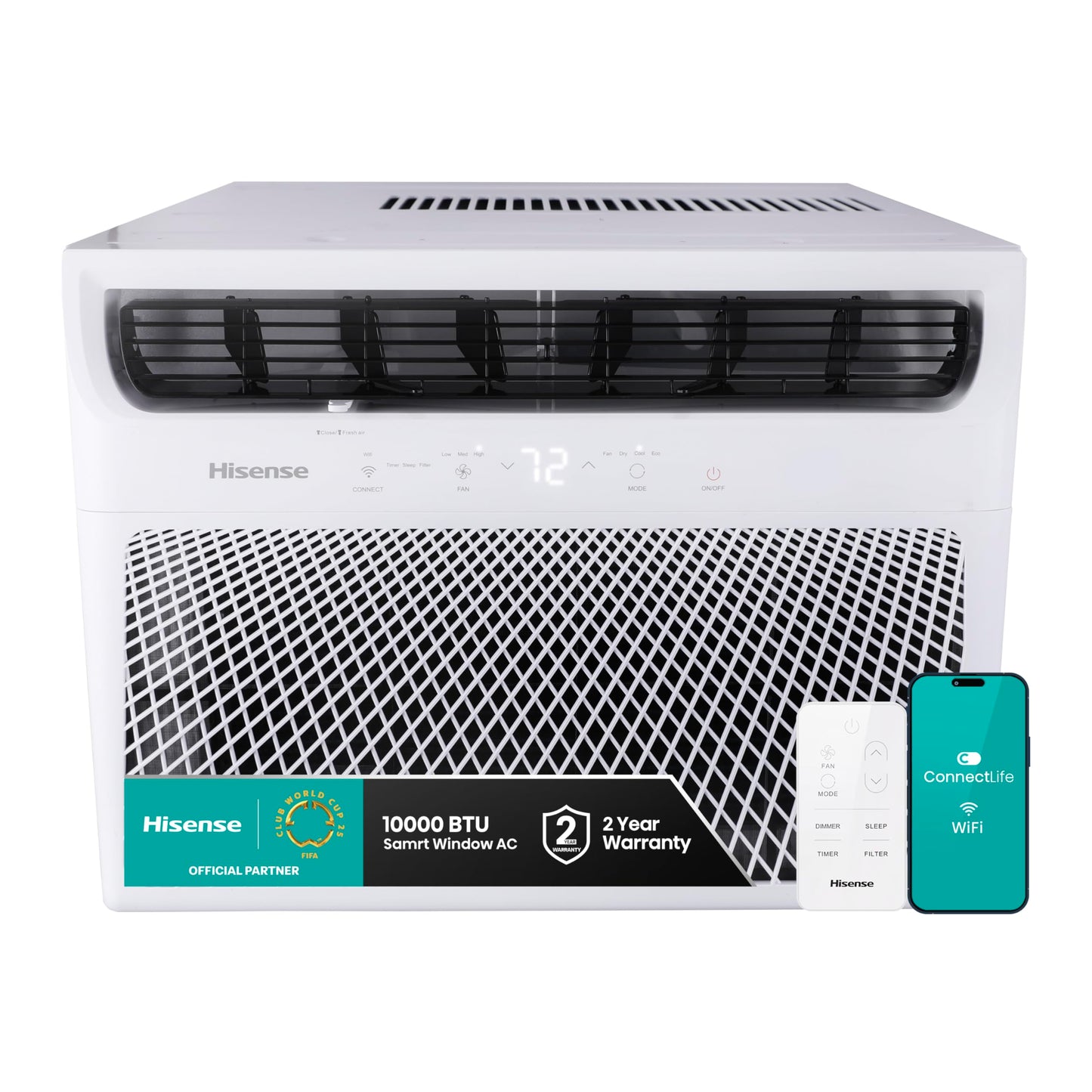 Hisense WC10W25A Window Air Conditioner, 10,000 BTU, White