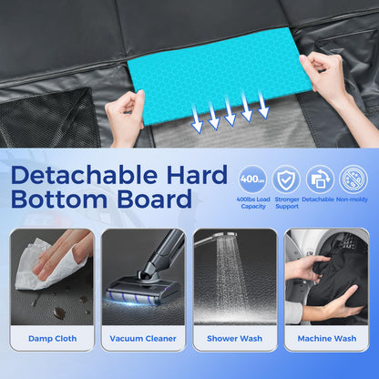 HOB4U Back Seat Extender for Dogs, Hard Bottom Dog Car Seat Cover for Truck Back Seat, Upgraded PU Leather Dog Hammock for Car, Waterproof, Anti Scratch, Larger Space, Holds 400lbs