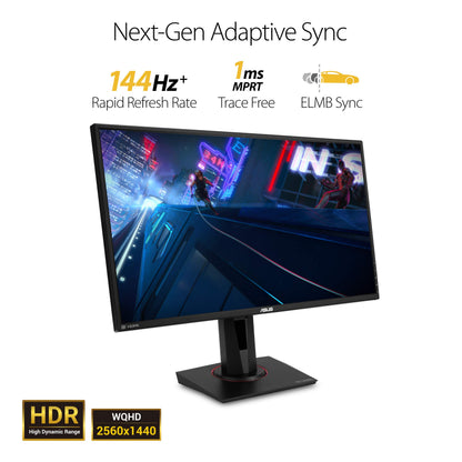 ASUS TUF Gaming 27" 2K HDR Gaming Monitor (VG27AQ) - QHD (2560 x 1440), 165Hz (Supports 144Hz), 1ms, Extreme Low Motion Blur, Speaker, G-SYNC Compatible, VESA Mountable, DisplayPort, HDMI ,Black