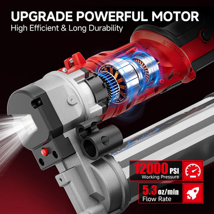 Alloyman 2-in-1 Electric Grease Gun Kit, Upgraded 12,000 PSI,2×4000mAh Batteries,Built for Farmers, Mechanics & Truckers,5.3 oz/min, 39.4” Long Hose& LED Light for Tractors, Trailers,Heavy Equipment