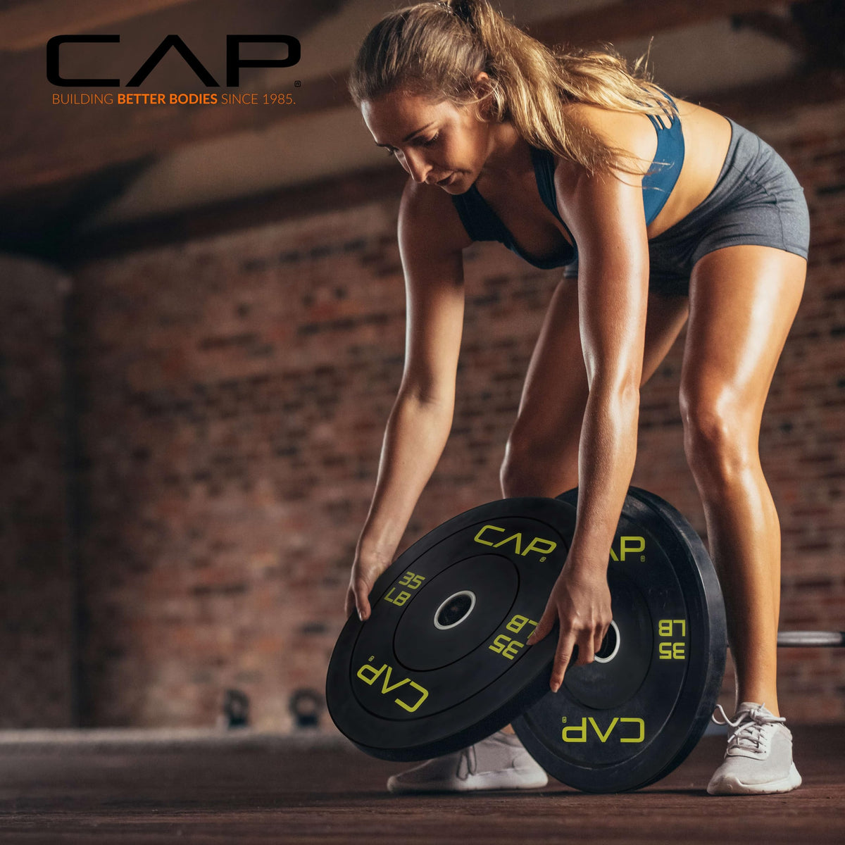 CAP Barbell 260 LB Economy Olympic Bumper Plate Set with Color Logo | Black