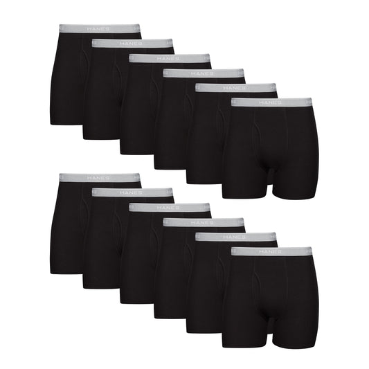 Hanes Mens Underwear Briefs, Cool Dri Moisture-wicking Cotton No-ride-up For Men, Multi-packs Available Boxer, 12 Pack - Black, Medium US