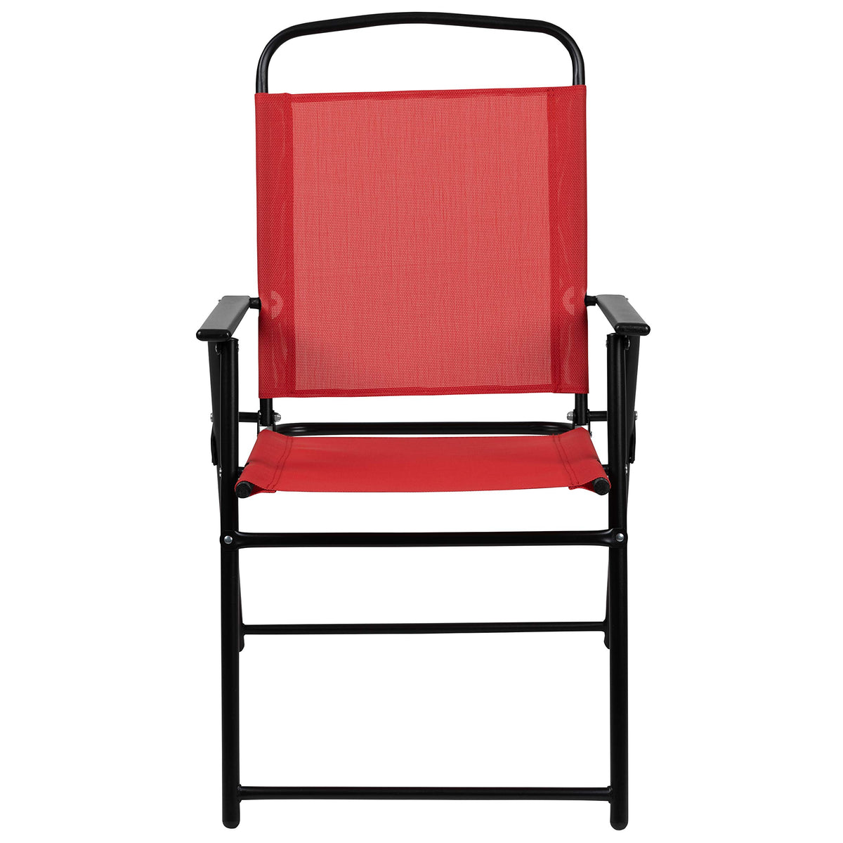 Flash Furniture Nantucket 6 Piece Red Patio Garden Set with Table, Umbrella and 4 Folding Chairs
