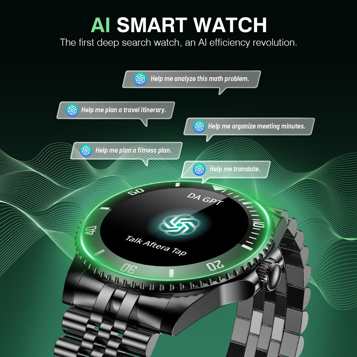 2025 DA GPT Smart Watch for Men with Bluetooth Call, Heart Rate, Blood Pressure, SpO2, Sleep Monitor, 107 Sports Modes, Waterproof Round Watch, 1.19-inch AMOLED Display, Compatible Android and iOS