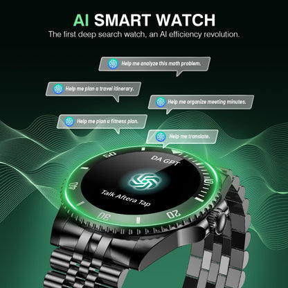 2025 DA GPT Smart Watch for Men with Bluetooth Call, Heart Rate, Blood Pressure, SpO2, Sleep Monitor, 107 Sports Modes, Waterproof Round Watch, 1.19-inch AMOLED Display, Compatible Android and iOS