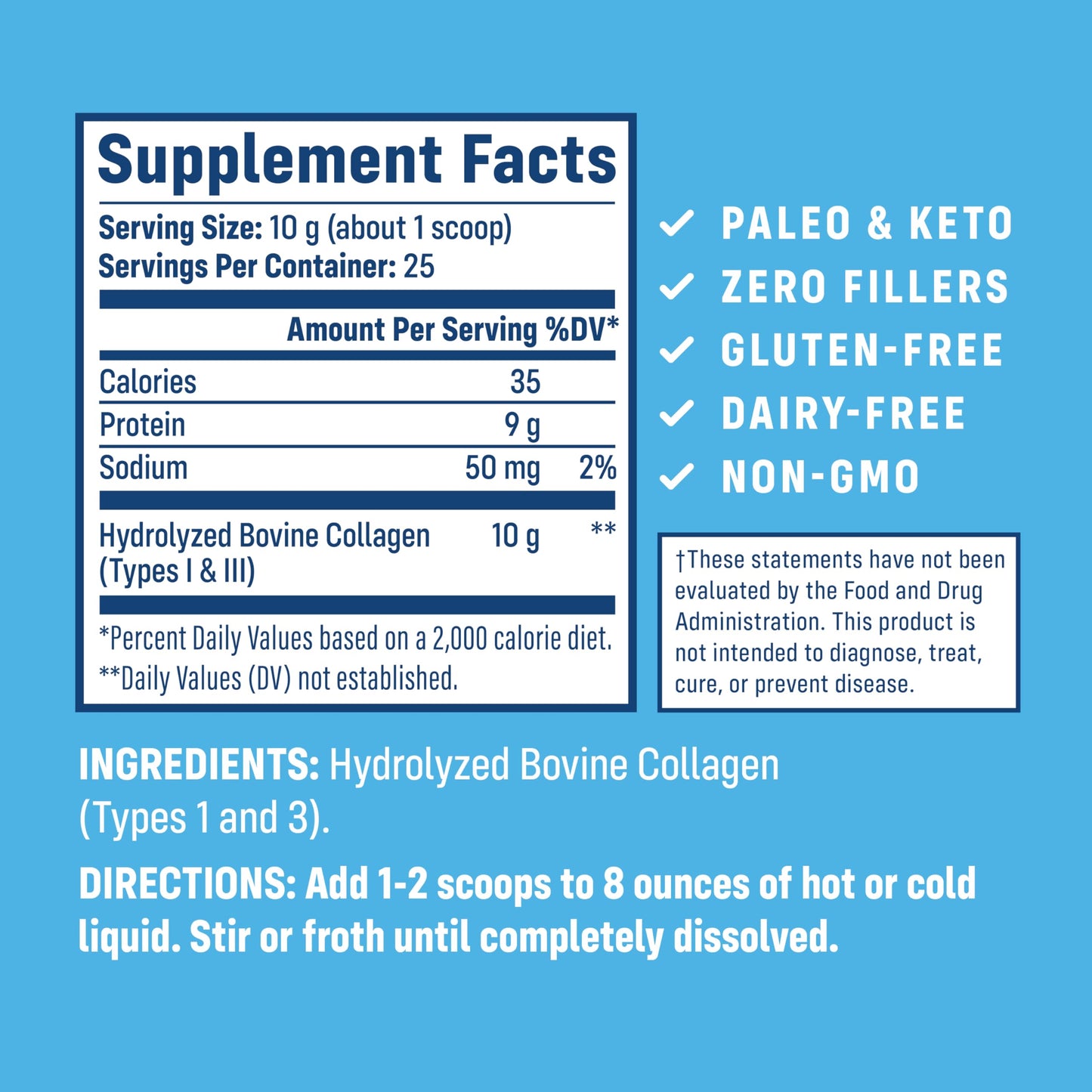 NativePath Collagen Peptides Protein - Hydrolyzed Type 1 & 3 Collagen Powder for Skin, Hair, Nails - 8.8 oz (25 Servings)