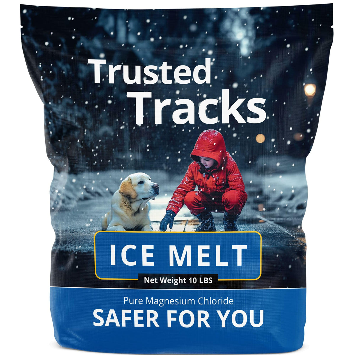 FIREKI Ice Melt, Pet Safe Ice Melt, 10 LBS Premium Snow Melter, Pure Magnesium Chloride, Safer for Pets, Concrete, Effective to -35 F, 10 lb
