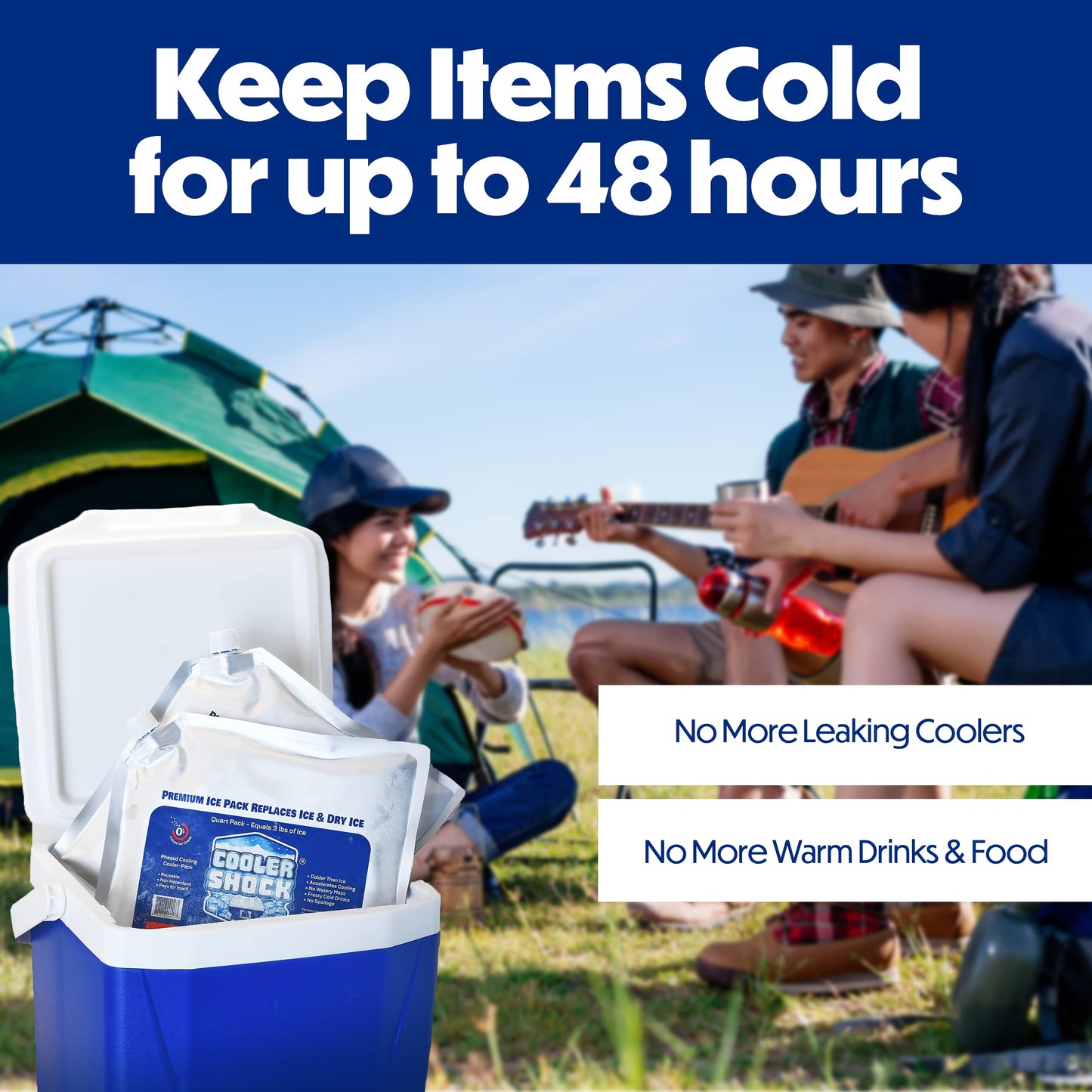 Cooler Shock Ice Packs for Cooler - Long Lasting Reusable Freezer Packs for Coolers - Cooler Ice Packs for Camping Gear, Fishing, Road Trips, Beach Must Haves, Medium