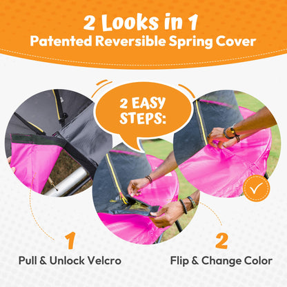 JUMPZYLLA Trampoline Outdoor 8FT 10FT 12FT 14FT 15FT 16FT with Enclosure and Ladder, ASTM Approved Recreational Trampoline for Kids and Adults, Anti-Rust Coated Frame
