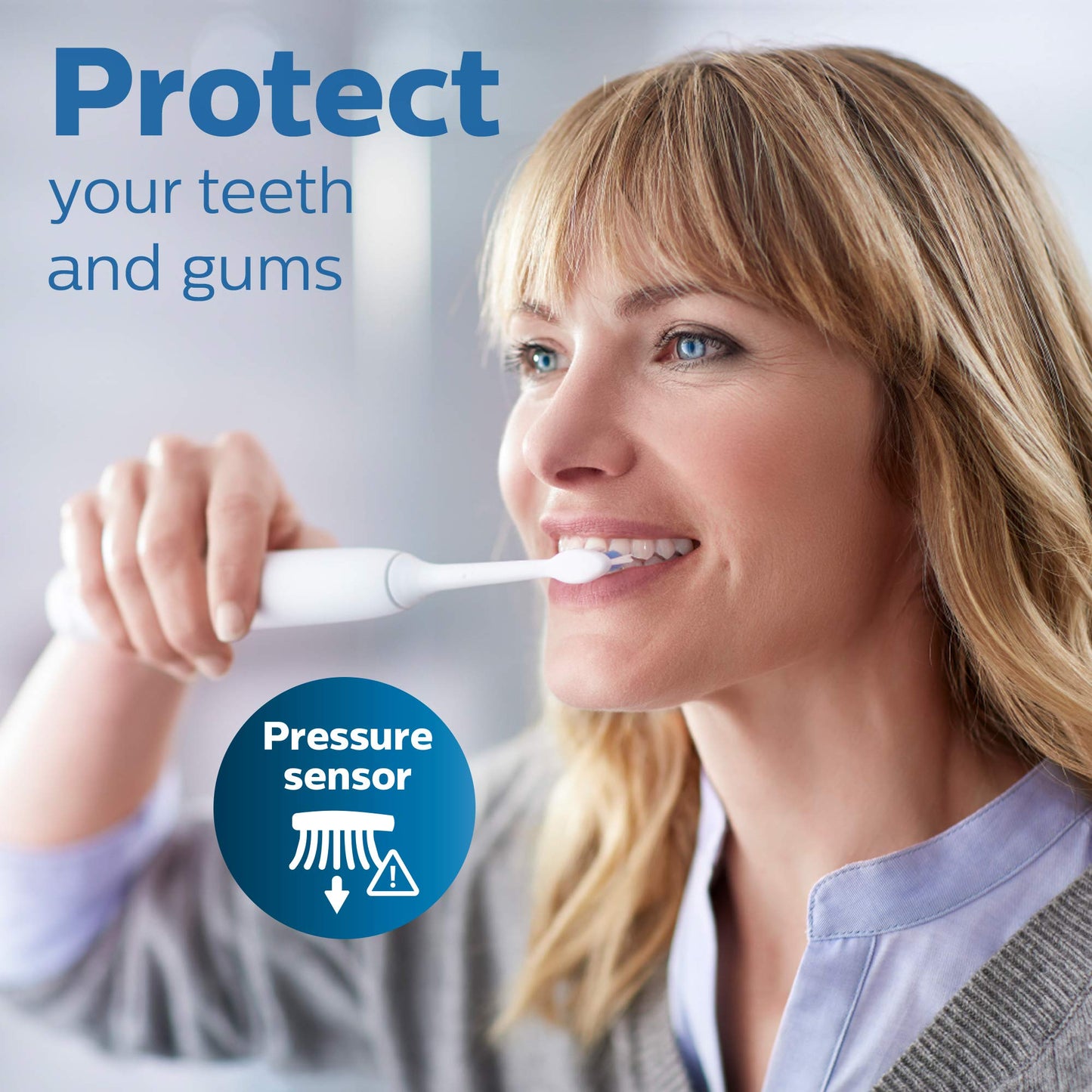 Philips Sonicare ProtectiveClean 6100 Rechargeable Electric Toothbrush, with Pressure Sensor, 3 Cleaning Modes, SmarTimer and QuadPacer, 14-Day Battery Life, Travel Case, Navy Blue, Model HX6871/49