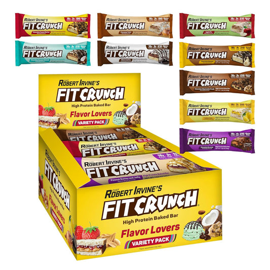 FITCRUNCH Snack Size Protein Bars, 6-Layer Baked Bar, 3g of Sugar, Gluten Free & Soft Cake Core (9 Count, Flavor Lovers)