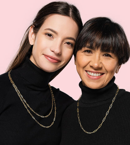 Eterjew 4mm 14k Plated Gold Paperclip Chain Necklace for Women, Women's Paperclip Chain Necklace for Women 26inches