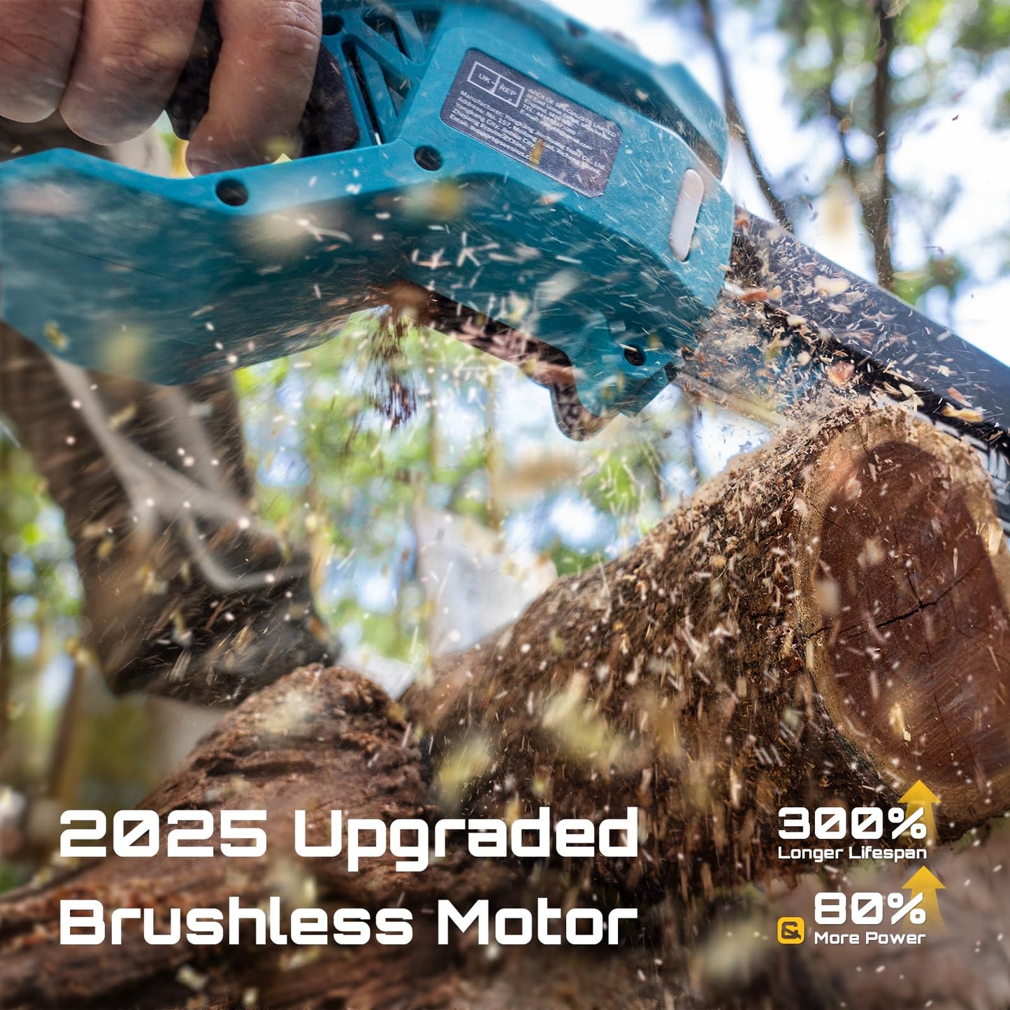 SEESII 8-Inch Cordless Mini Chainsaw, 2026 Upgraded Brushless Motor, Electric Chainsaw with 2×4000mAh Batteries, Tool-Free Chain Tension & Auto-Oiler, Handheld Tree Saw for Efficient Cutting