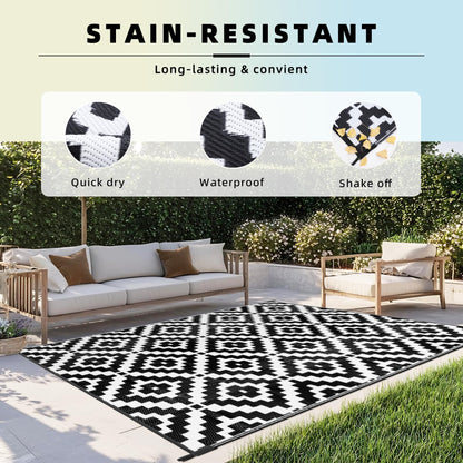 Favoyard Outdoor Rug 5x8 ft Waterproof Reversible Patio Plastic Straw Rugs for Decor Clearance Outside Large RV Camping Area Carpet Mat for Porch Deck Balcony Pool Backyard Picnic Beach Camper Door