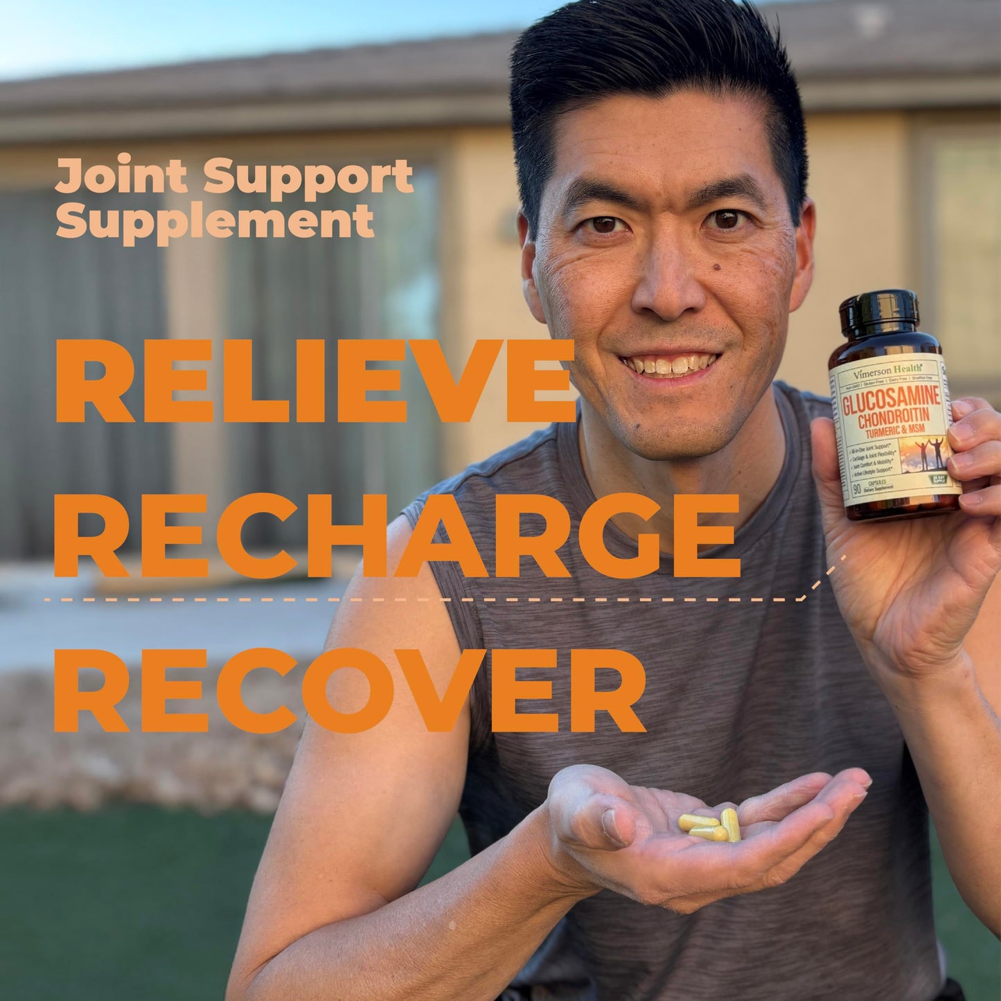 Glucosamine Chondroitin MSM and Turmeric Supplement - Joint Support Supplement for Women & Men with Boswellia & Glucosamine Sulfate 1500 mg. Used for Cartilage & Joint Health & Flexibility 90 Capsules