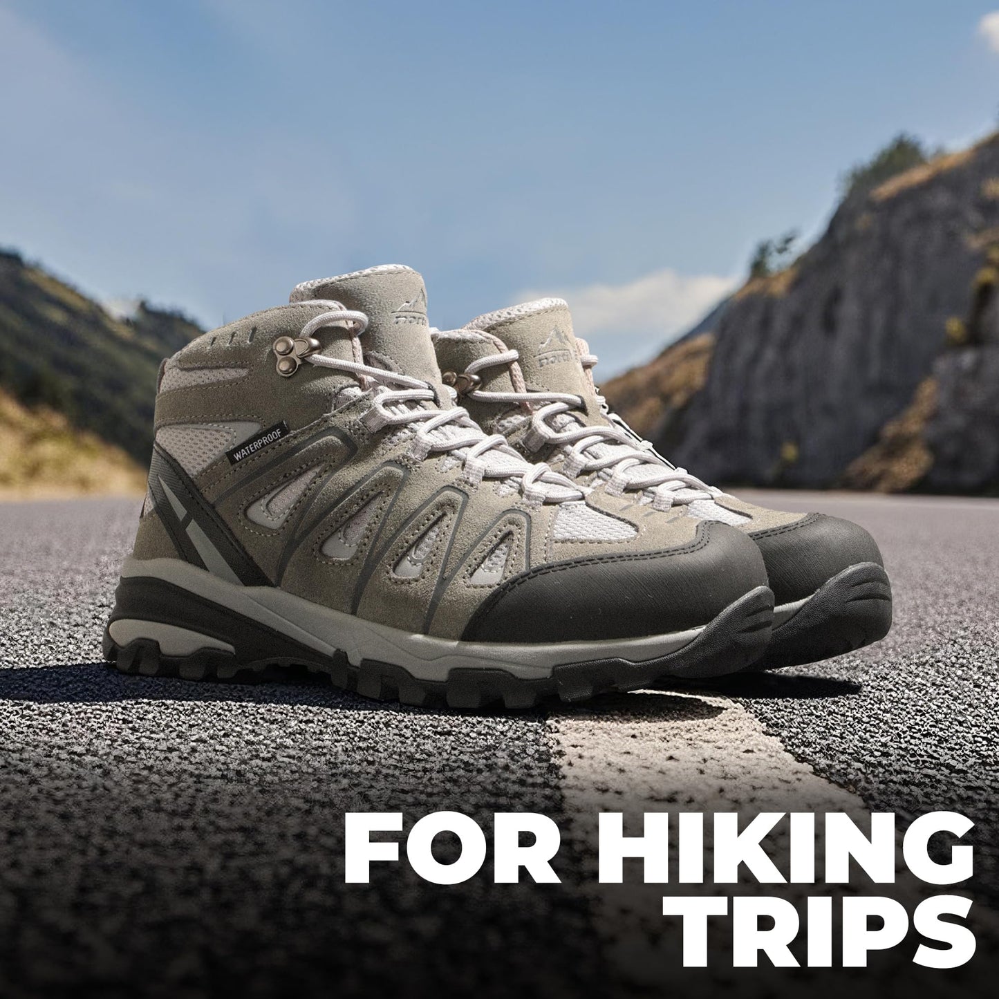 NORTIV 8 Women's Waterproof Hiking Boots Outdoor Trekking Camping Trail Hiking Boots Size 9.5 M US SNHB211W, LIGHT GREY