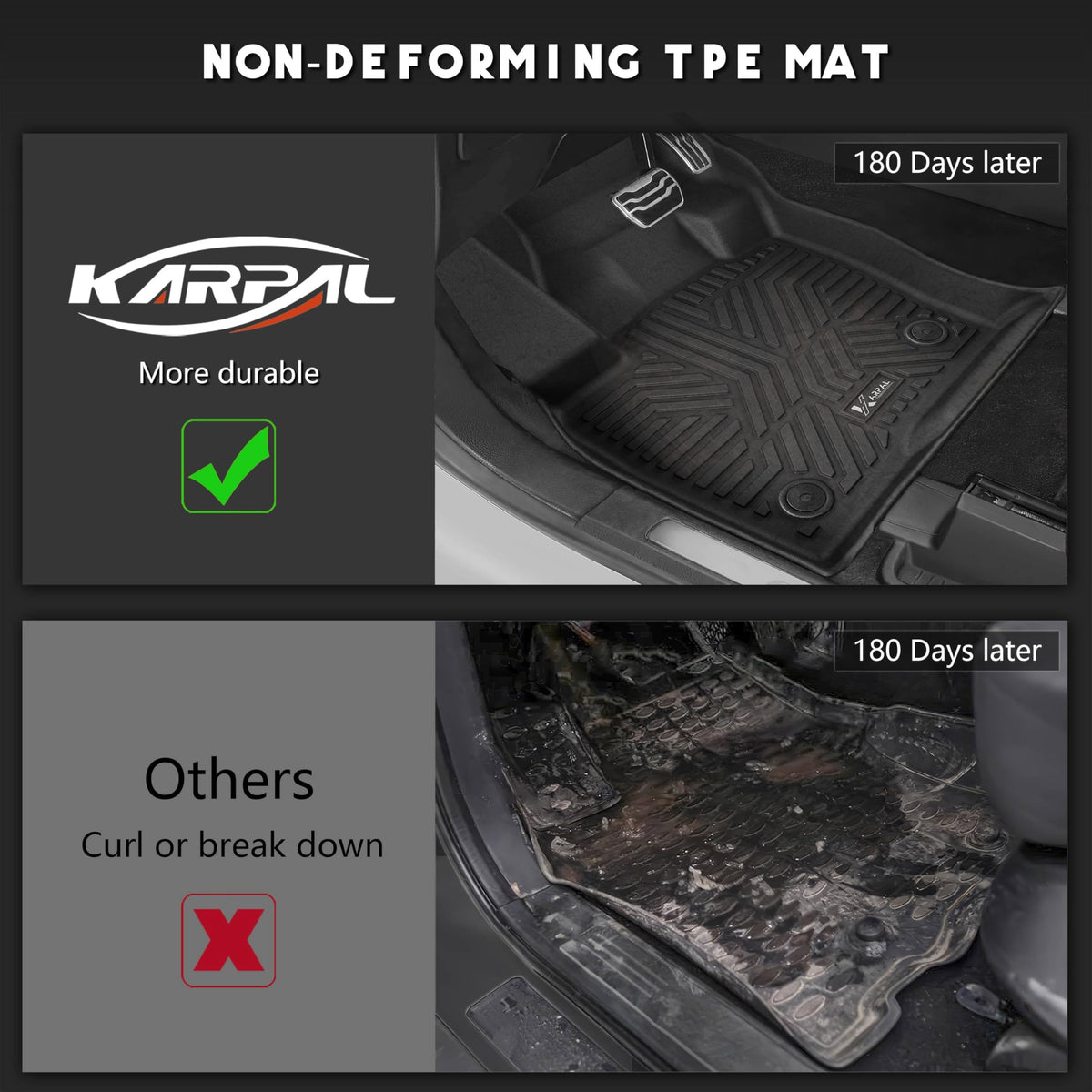 KARPAL Floor Mats Cargo Liner Fit for 2015-2024 Ford Edge, Front & 2nd Row & Cargo Liners, TPE Material All Weather Protection Car Mats for Edge SE, SEL, SEL Plus, Titanium, Sport, ST, ST-Line