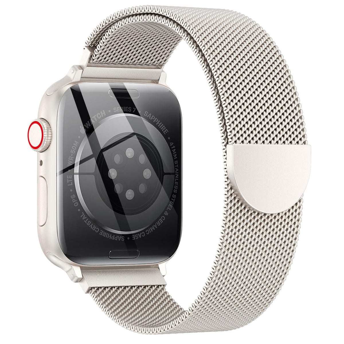 Original Stainless Steel Milanese Loop Compatible with Apple Watch Band 38mm 40mm 41mm 42mm 44mm 45mm 49mm, Magnetic Clasp Replacement Band for iwatch Series 9, Ultra 2/Ultra, SE/SE 2nd Generation, 8 7 6 5 4 3 2 1, Women & Men Watch Bands for iWatch (Star