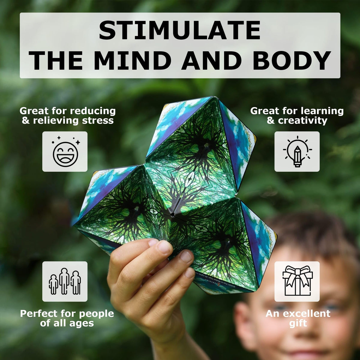 Shashibo Shape Shifting Box - Award-Winning STEM Fidget Toy with Strong Magnets - Fidget Cube Transforms Into 100+ Shapes, Christmas Stocking Stuffers Gift for Kids, Teens, and Adults (Mystic Ocean)