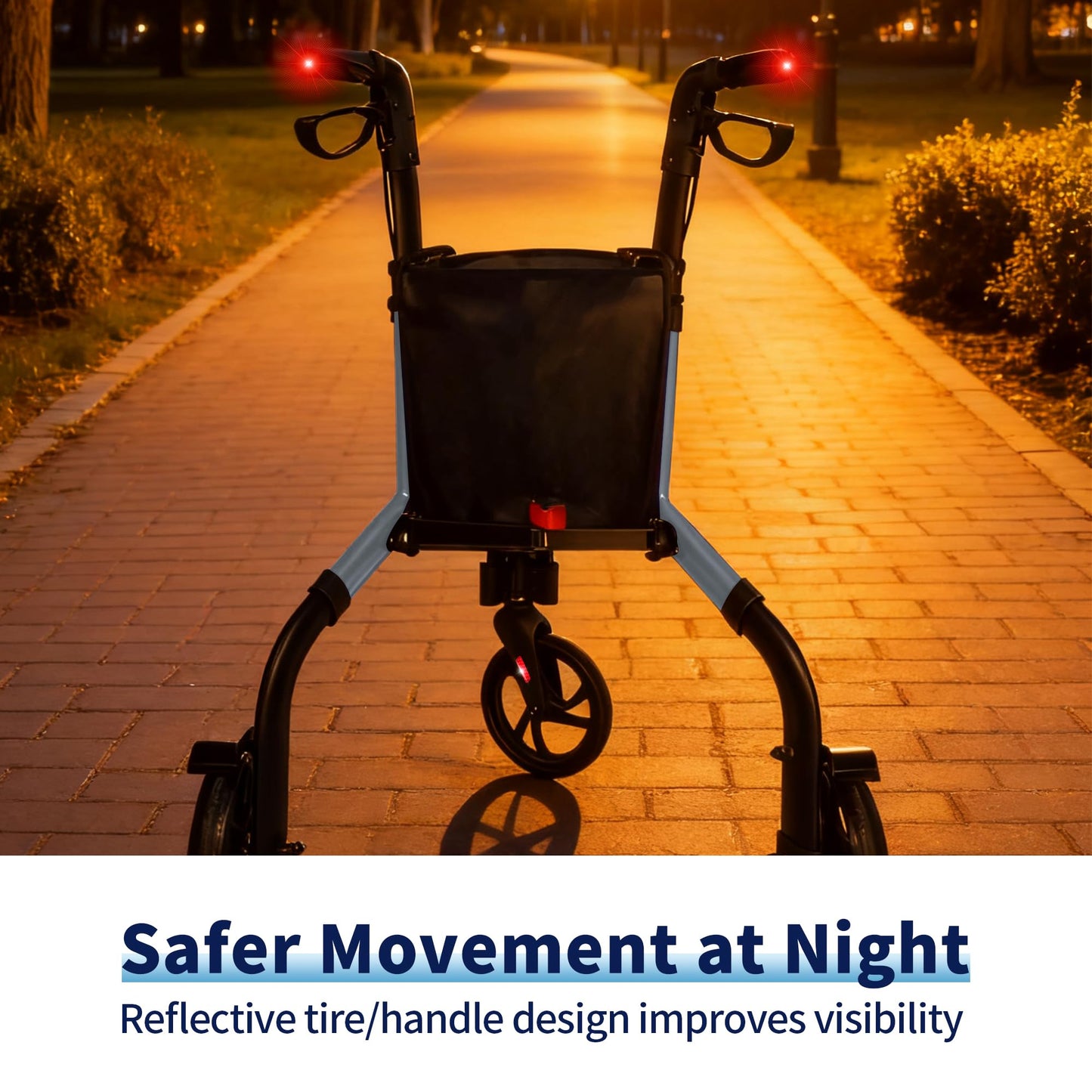 Premium 3 Wheel Rollator Walker for Seniors, Lightweight Foldable Elderly Three Wheeled Rollator with Storage Bag, Aluminum Mobility Aid Rolling Walker