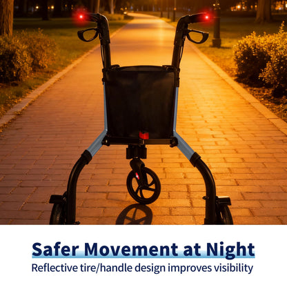 Premium 3 Wheel Rollator Walker for Seniors, Lightweight Foldable Elderly Three Wheeled Rollator with Storage Bag, Aluminum Mobility Aid Rolling Walker