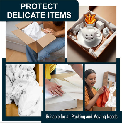 13"x12" 100 Sheets White Packing Paper Sheets for Moving Supplies, Protecting Fragile China and Glasses,Small Wrapping Paper for Shipping and Moving Box Filler