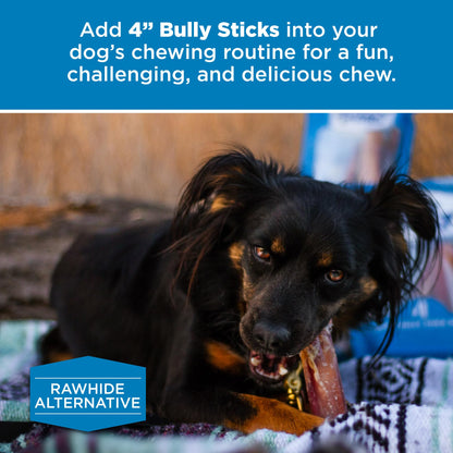 Best Bully Sticks 4 Inch Bully Sticks - 8 oz (Pack of 1) - 100% Natural Grass-Fed, Grain and Rawhide Free, Ideal for Small or Young Canines