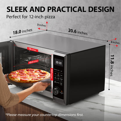 TOSHIBA Air Fryer Combo 8-in-1 Countertop Microwave Oven, with Convection, Broil, Odor Removal Mode, 12.4" Position Memory Turntable, Child-Lock, 1.0 Cu.ft, Black Stainless Steel, ML2-EC10SA(BS)