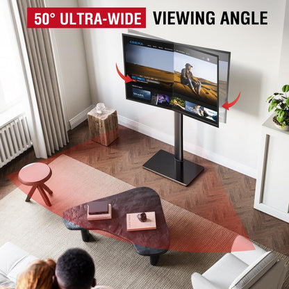 AOKCOS Swivel TV Floor Stand for 43-75 Inches TVs, 8 Level Height Adjustable Corner Extra Tall TV Stand Mount for Living Room/Bedroom, Holds up to 110 lbs,MAX VESA 600x400mm,Black