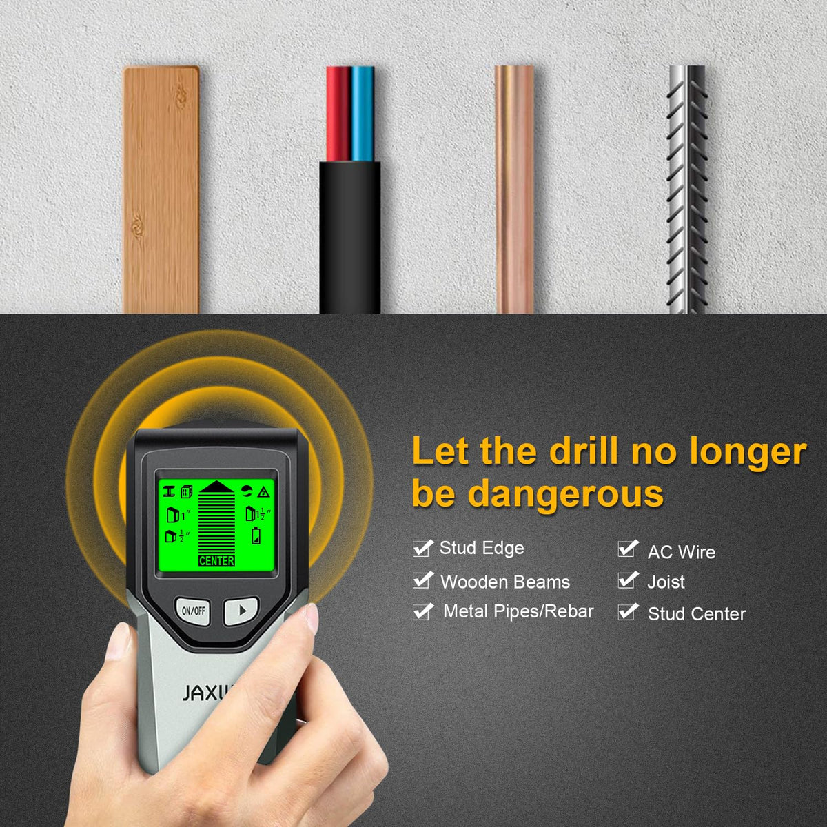 Stud Finder Wall Scanner - 5 in 1 Stud Finder Tool w/Microprocessor Chip and HD LCD Display, Stud Detector Beam Finders for Center & Edge of Wood AC Wire Metal Studs Joist Pipe