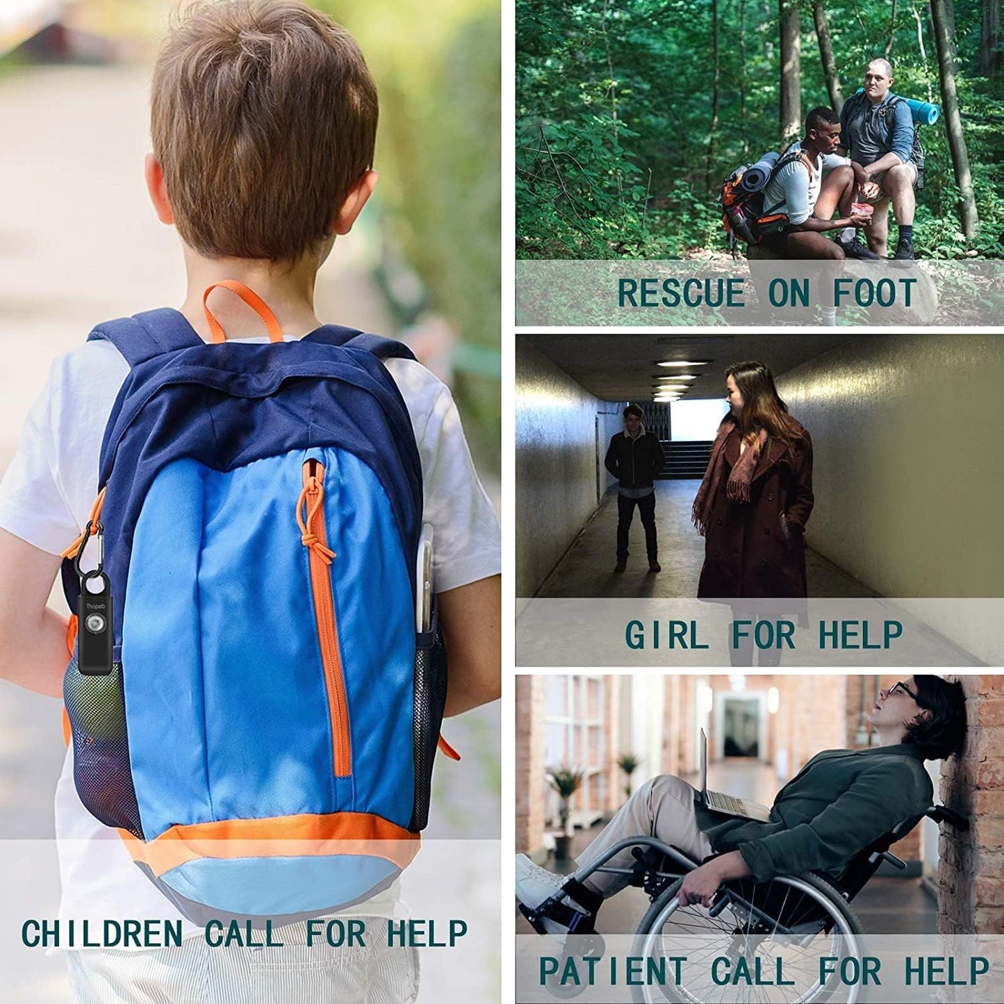 Thopeb® Personal Safety Alarm for Women – 130dB Loud Emergency Siren & SOS Strobe LED Light – Self Defense Keychain, College Dorm Room Essentials for Girls (Charcoal)