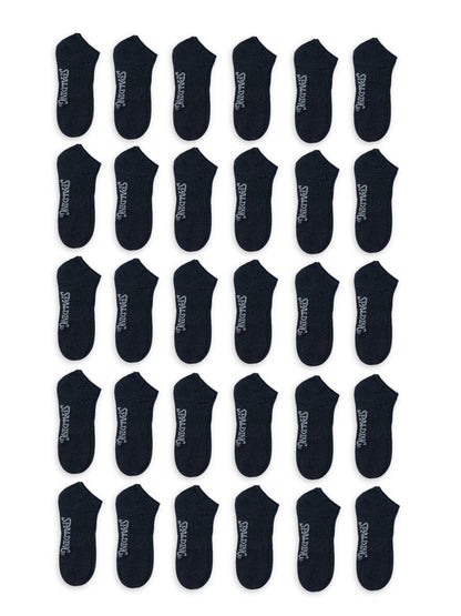 Spalding Men's Black No-Show Socks, 30-Pack, Sizes 6.5-12