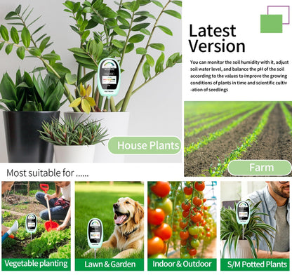HSLGOVE Soil Test Kit, 2-in-1 Soil Moisture Meter/Soil PH Meter, Dual Screen Soil Tester, Soil Moisture Meter for Plants Watering/Gardening for Lawn,Farm Indoor&Outdoor Use-Bluegreen