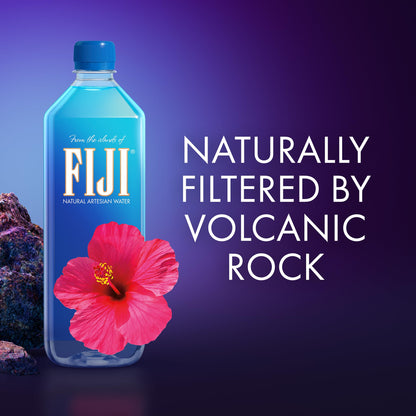 FIJI Natural Artesian Bottled Water 1 Liter / 33.8 Fl Ounce (Pack of 12) - 100% Natural Electrolytes