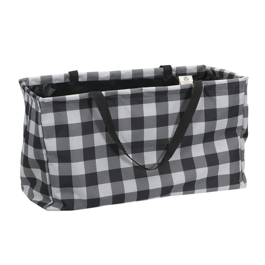Household Essentials Black and White Plaid Krush Container All-Purpose Utility Tote