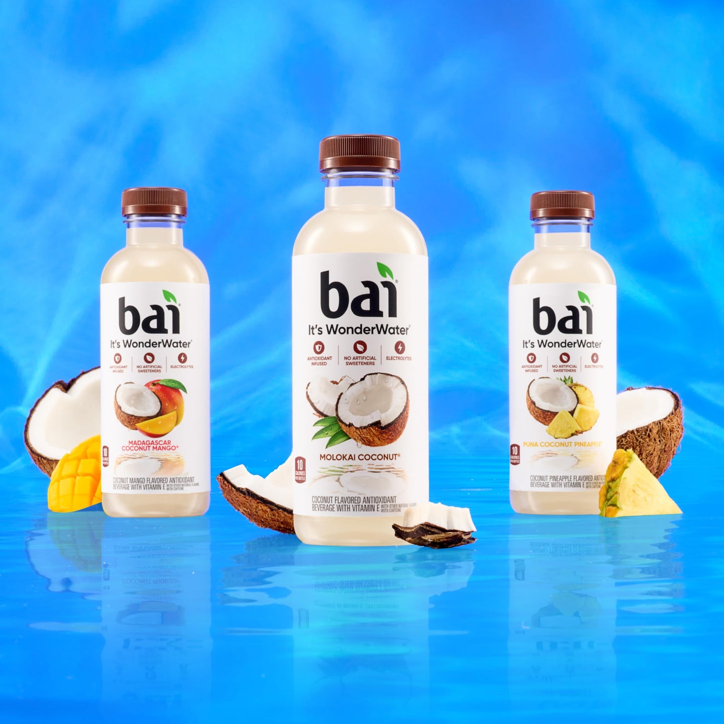 Bai Antioxidant Infused Water Beverage, Molokai Coconut, with Vitamin C and No Artificial Sweeteners, 18 Fluid Ounce Bottle, 12 Pack