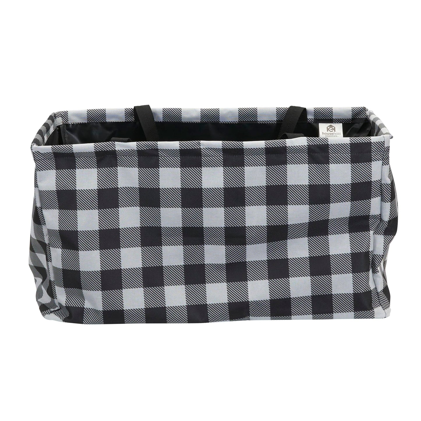 Household Essentials Black and White Plaid Krush Container All-Purpose Utility Tote