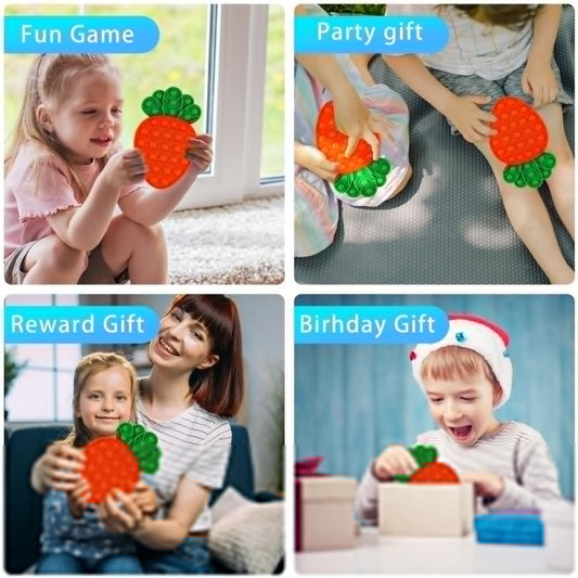 Anboor Pop Fidget Toys, Carrot Push Bubble Fidget Sensory Poppers Toys Stress Relief for Kids Hunt Autism Eucational, Push Sensory Toys for Present Party Favors