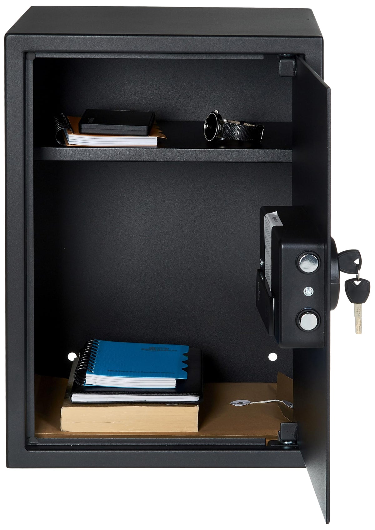 Amazon Basics Small Safe For Home, Steel Security, Electronic, Programmable Keypad Lock Box, 1.8 Cubic Feet, Black
