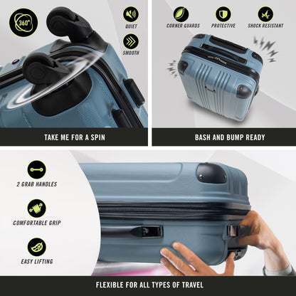 Kenneth Cole REACTION Out of Bounds Lightweight Hardshell 4-Wheel Spinner Luggage, Granite Blue, 28-Inch Checked